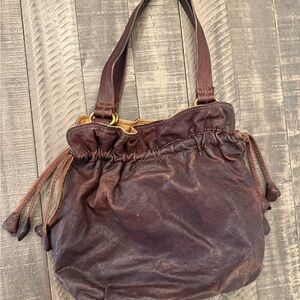 Lucky Brand Italian Leather Tulip Drawstring Shoulder Bag